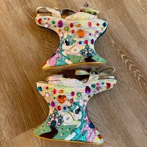 RARE The Gold Star Collection Irregular Choice Unicorn Platform Heels